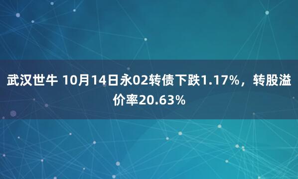 武汉世牛 10月14日永02转债下跌1.17%，转股溢价率20.63%