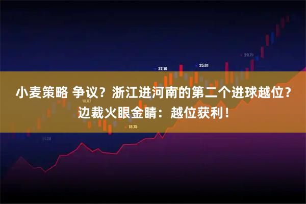 小麦策略 争议？浙江进河南的第二个进球越位？边裁火眼金睛：越位获利！